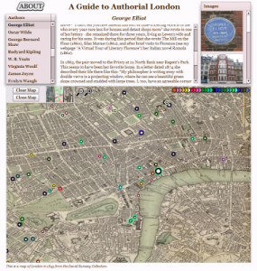 George Eliots locations in London, from the Authorial London project.