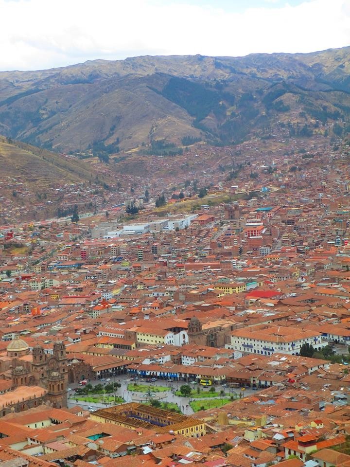 A view of Cusco and the Plaza de Armas from the Inka site of Sacsayhuaman.